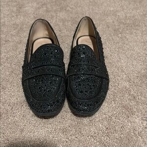 Sugar Rhinestone Black Loafers